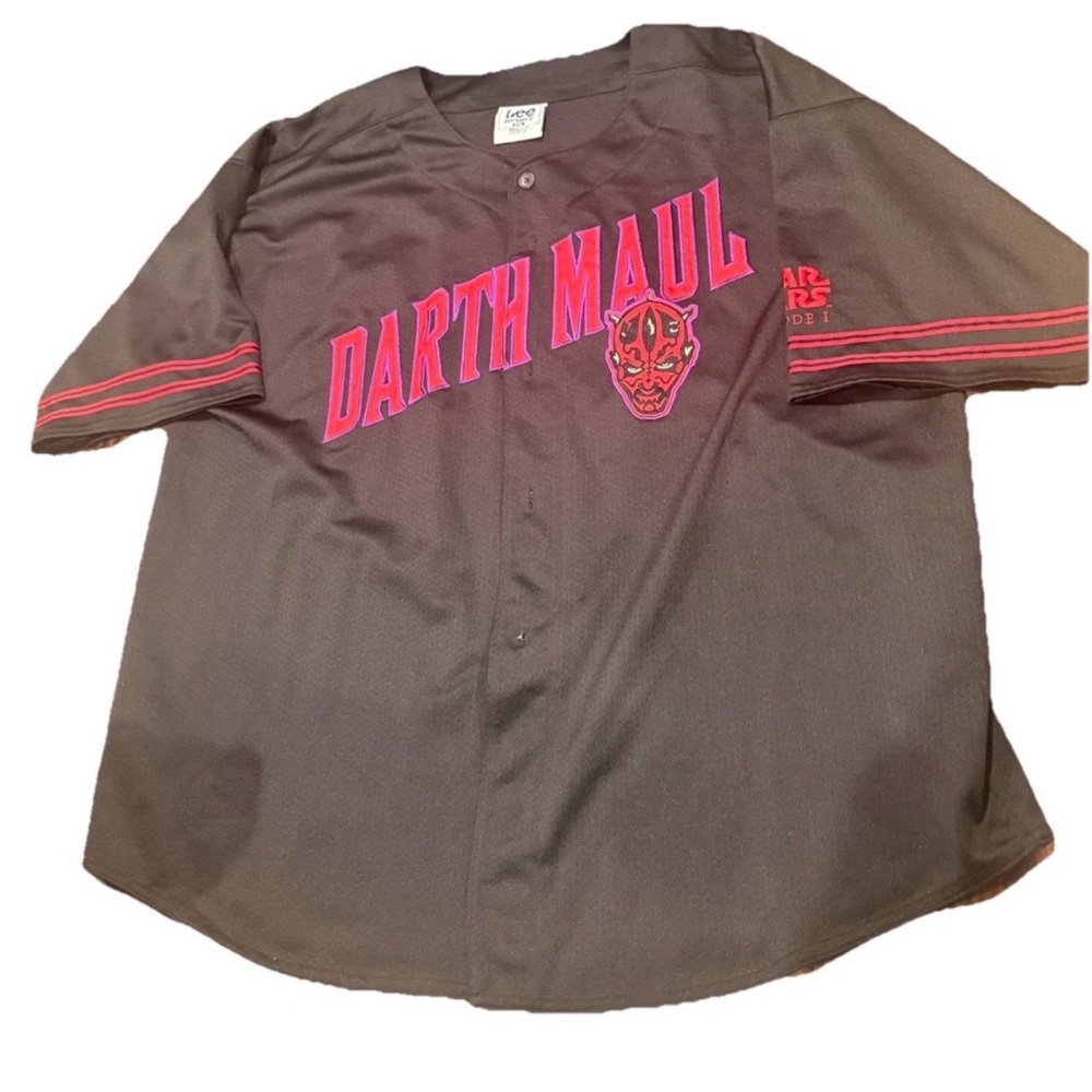 VTG 90s Lee Sport Darth Maul Baseball Jersey Men's 2XL Black Star Wars Episode 1